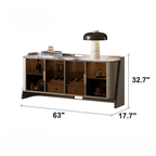 Marble Top Sideboard with Curved Silhouette and Amber Glass Doors Dimensions