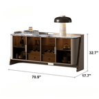 Marble Top Sideboard with Curved Silhouette and Amber Glass Doors Dimensions