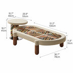 Marquetry Coffee Table Set with Sculptural Dual Levels and Rounded Form