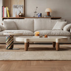 Marquetry Coffee Table Set with Sculptural Dual Levels and Rounded Form
