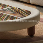 Marquetry Coffee Table Set with Sculptural Dual Levels and Rounded Form