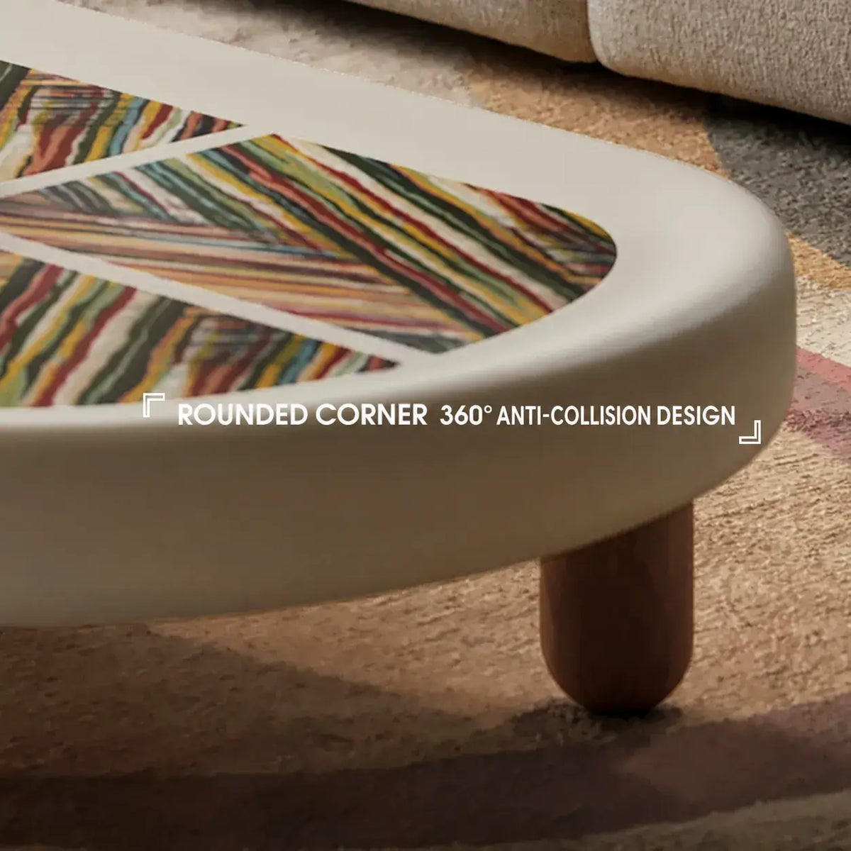 Marquetry Coffee Table Set with Sculptural Dual Levels and Rounded Form