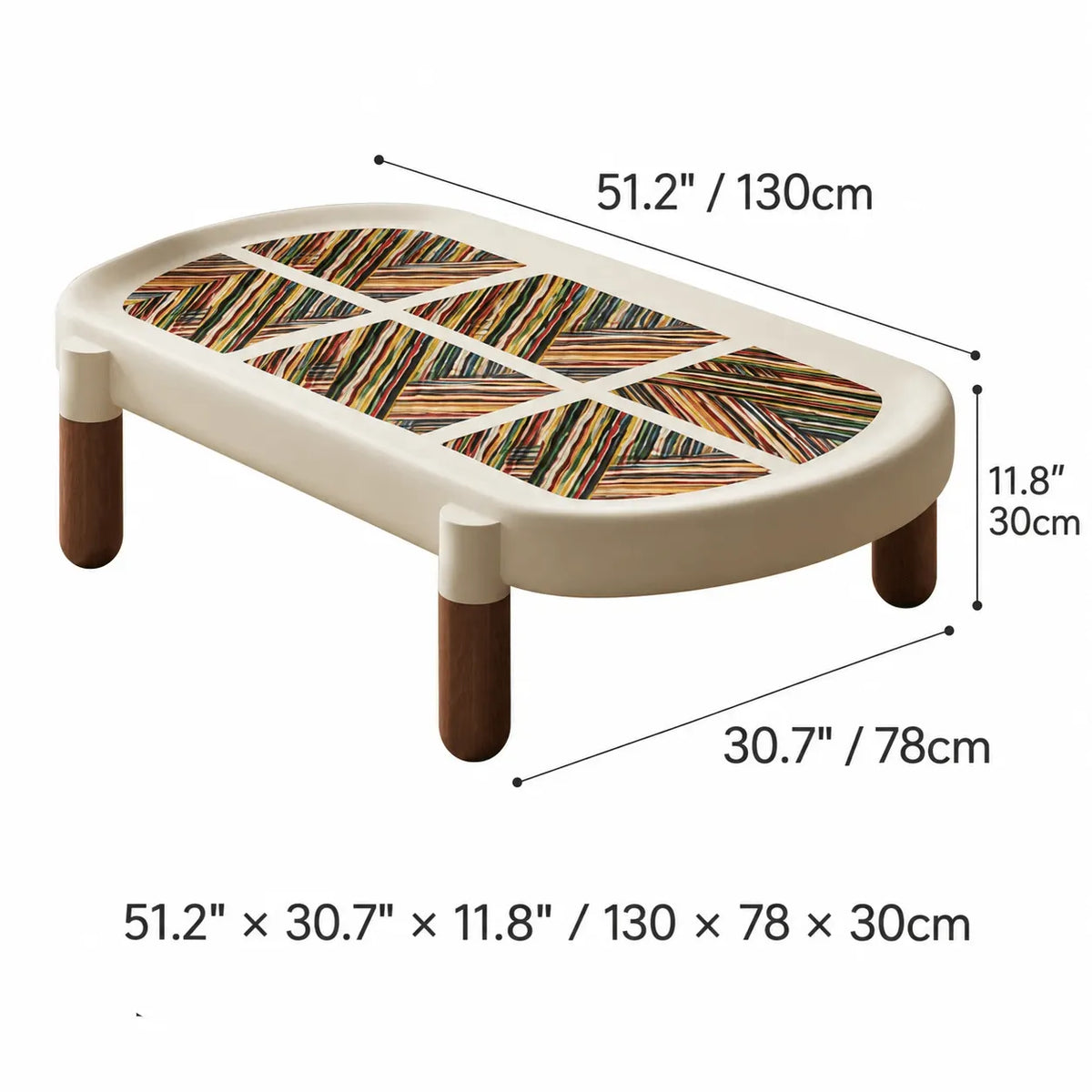 Marquetry Coffee Table Set with Sculptural Dual Levels and Rounded Form