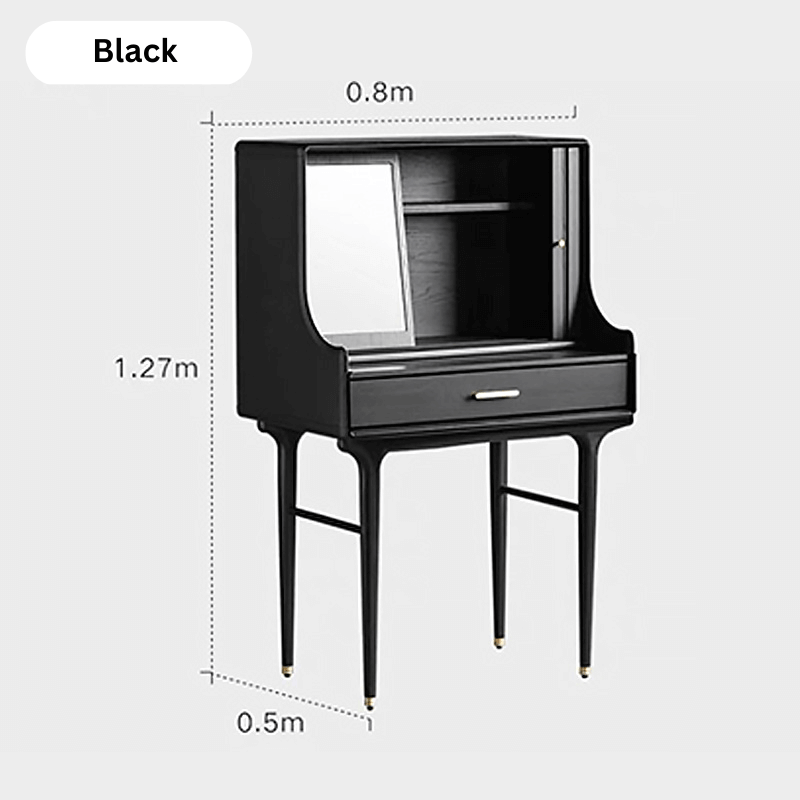 Medieval Solid Wood Vanity With Sliding Mirror - Black/Nut-brown/Natural