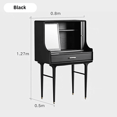 Medieval Solid Wood Vanity With Sliding Mirror - Black/Nut-brown/Natural