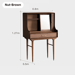 Medieval Solid Wood Vanity With Sliding Mirror - Black/Nut-brown/Natural