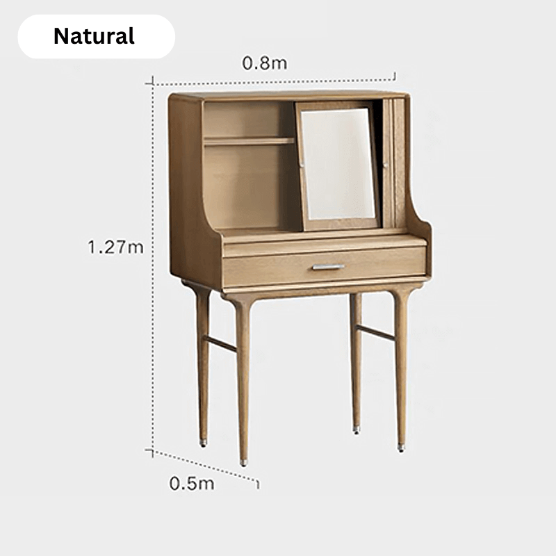 Medieval Solid Wood Vanity With Sliding Mirror - Black/Nut-brown/Natural