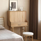 Medieval Solid Wood Vanity With Sliding Mirror - Black/Nut-brown/Natural