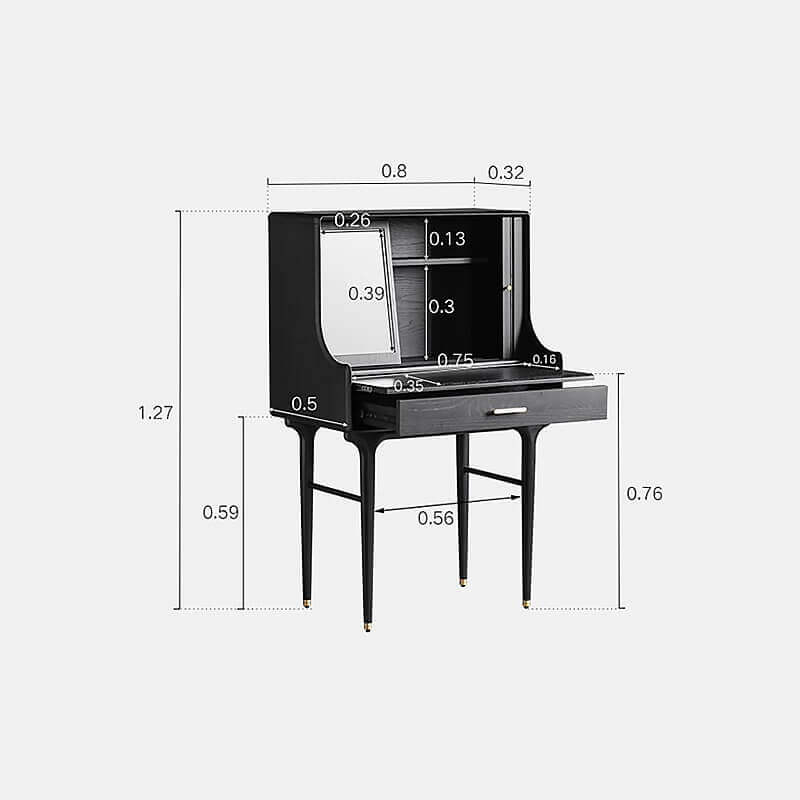 Medieval Solid Wood Vanity With Sliding Mirror - Black/Nut-brown/Natural