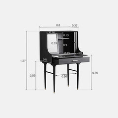 Medieval Solid Wood Vanity With Sliding Mirror - Black/Nut-brown/Natural