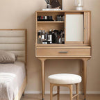 Medieval Solid Wood Vanity With Sliding Mirror - Black/Nut-brown/Natural