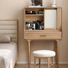 Medieval Solid Wood Vanity With Sliding Mirror - Black/Nut-brown/Natural