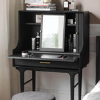 Medieval Solid Wood Vanity With Sliding Mirror - Black/Nut-brown/Natural Main Product Image