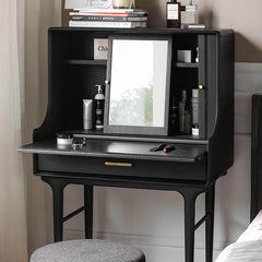 Medieval Solid Wood Vanity With Sliding Mirror - Black/Nut-brown/Natural Main Product Image