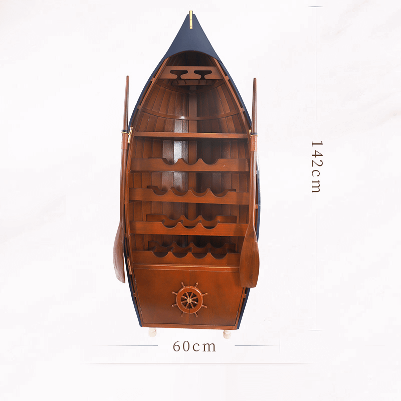 Mediterranean Style Boat Wine Rack & Bookcase - Walnut