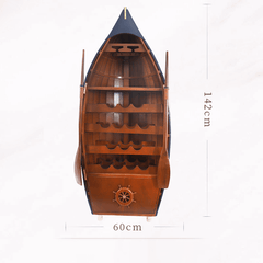 Mediterranean Style Boat Wine Rack & Bookcase - Walnut