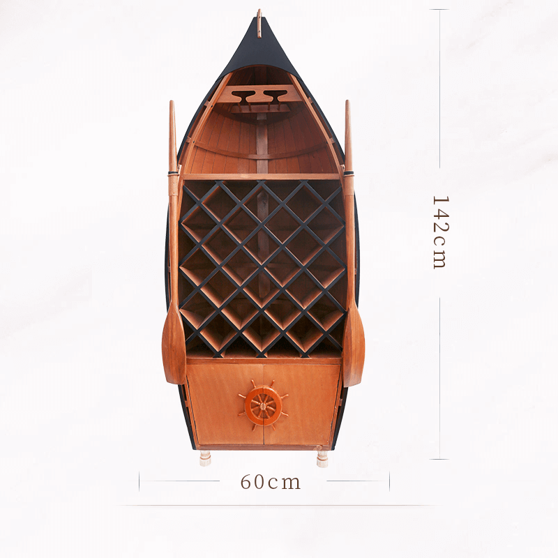 Mediterranean Style Boat Wine Rack & Bookcase - Walnut