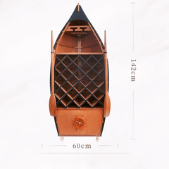 Mediterranean Style Boat Wine Rack & Bookcase - Walnut