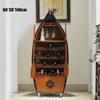 Mediterranean Style Boat Wine Rack & Bookcase - Walnut