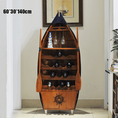 Mediterranean Style Boat Wine Rack & Bookcase - Walnut