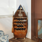 Mediterranean Style Boat Wine Rack & Bookcase - Walnut Main Product Image