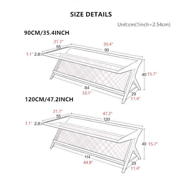 Medium Cherry Glass Coffee Table with Rattan Storage