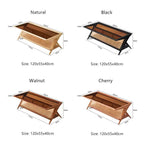 Medium Cherry Glass Coffee Table with Rattan Storage