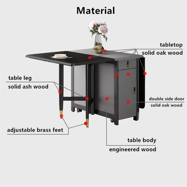 Medium Solid Wood Dining Set With Drop Leaf Table