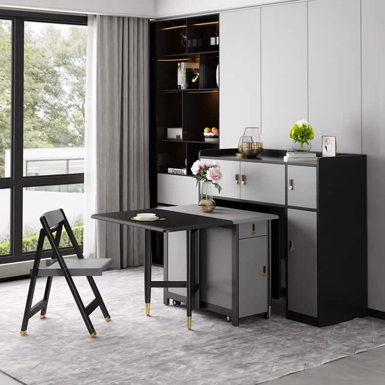 Medium Solid Wood Dining Set With Drop Leaf Table