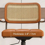 Mid-Century Cane Back Office Chair with Wood Arms and Silent Swivel Base