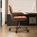 Mid-Century Cane Back Office Chair with Wood Arms and Silent Swivel Base