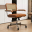 Mid-Century Cane Back Office Chair with Wood Arms and Silent Swivel Base Main Product Image