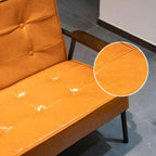 Mid-Century Genuine Leather Tufted Sofa with Recessed Arms