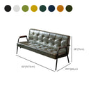 Mid-Century Genuine Leather Tufted Sofa with Recessed Arms Dimensions
