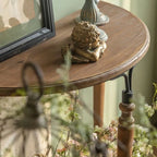 Mid-Century Half-Circle Wood Console Table with Three-Leg Base