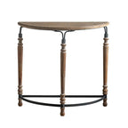 Mid-Century Half-Circle Wood Console Table with Three-Leg Base