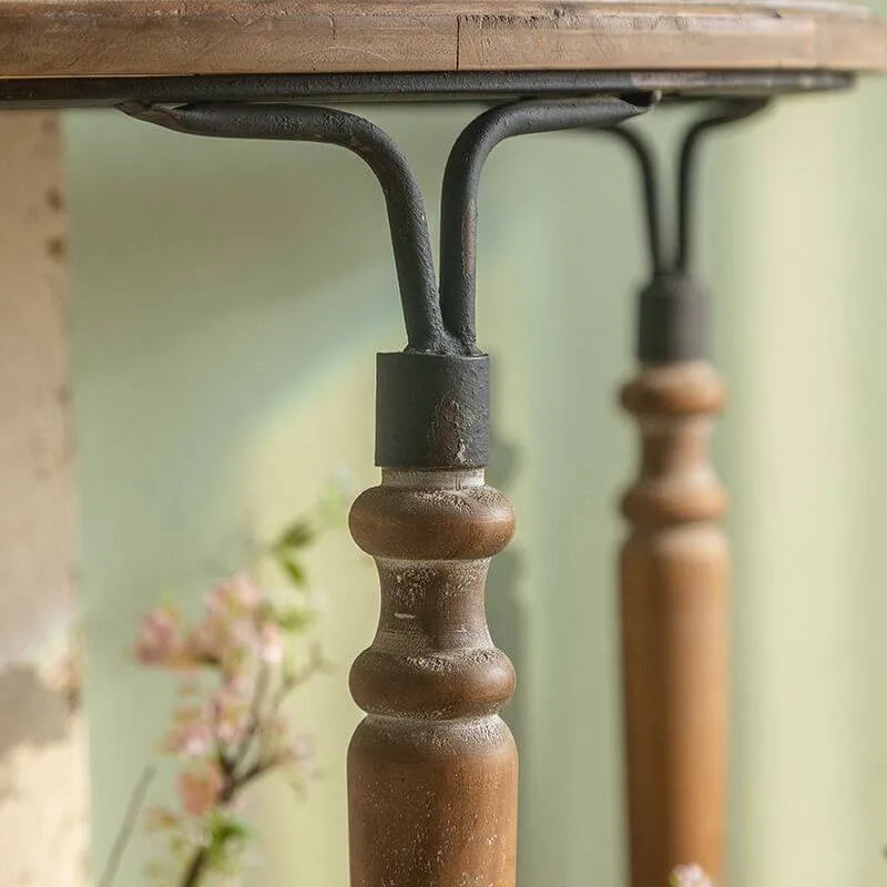 Mid-Century Half-Circle Wood Console Table with Three-Leg Base