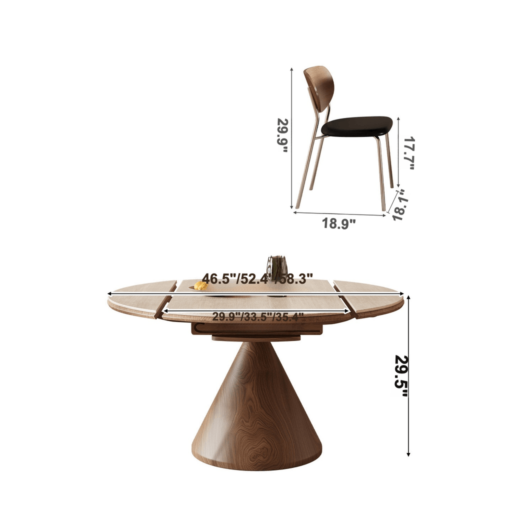 Mid-Century Inspired Extendable Table in Sintered Stone and Wood-Grain Steel