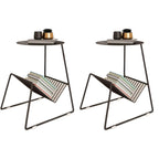 Mid-Century Metal Round Side Table with Magazine Rack
