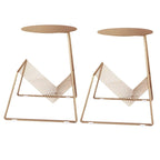 Mid-Century Metal Round Side Table with Magazine Rack