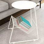 Mid-Century Metal Round Side Table with Magazine Rack