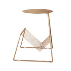 Mid-Century Metal Round Side Table with Magazine Rack