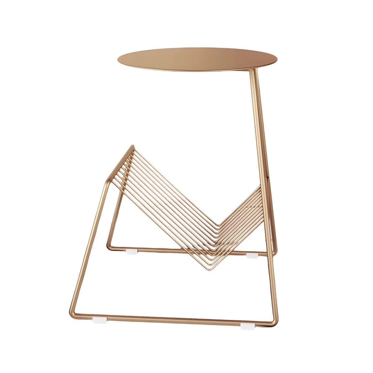 Mid-Century Metal Round Side Table with Magazine Rack