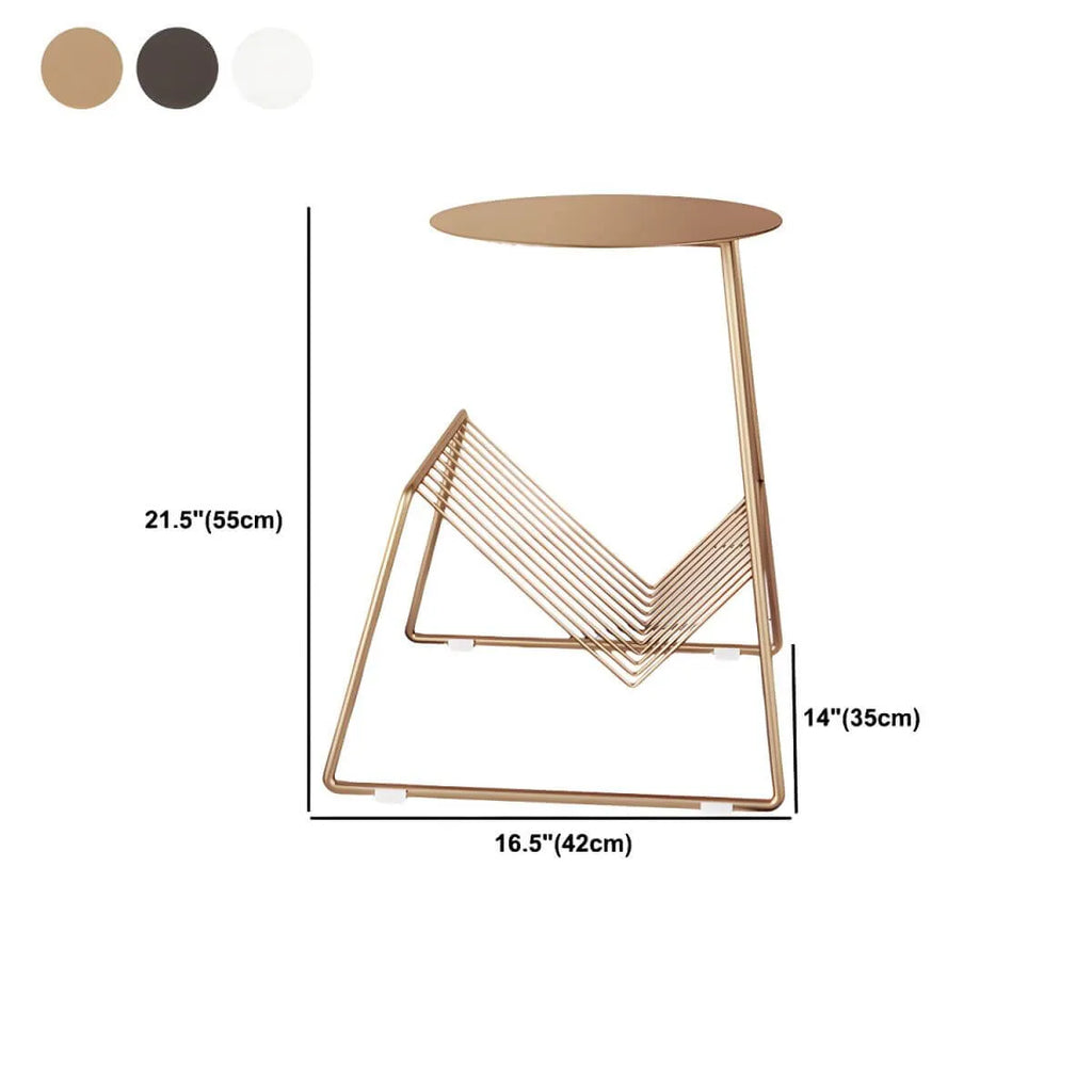 Mid-Century Metal Round Side Table with Magazine Rack Dimensions