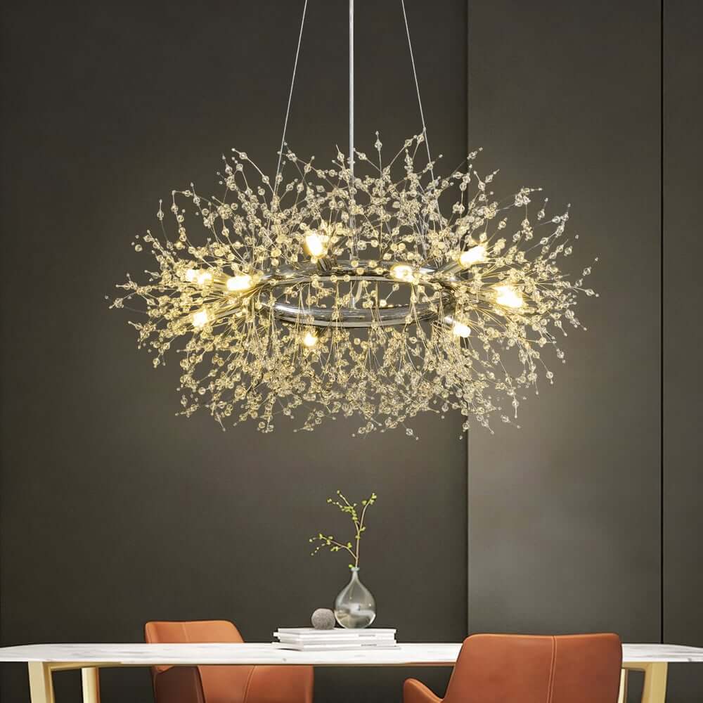 Mid-Century Modern 12-Light Crystal Sputnik Chandelier
