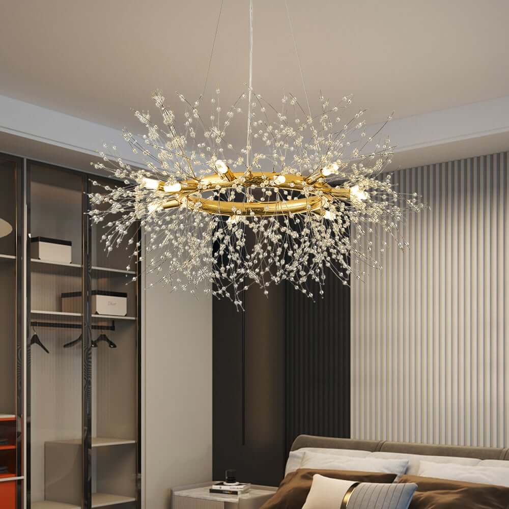 Mid-Century Modern 12-Light Crystal Sputnik Chandelier