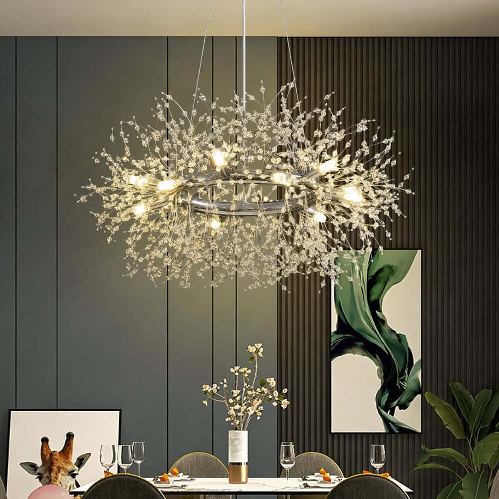 Mid-Century Modern 12-Light Crystal Sputnik Chandelier