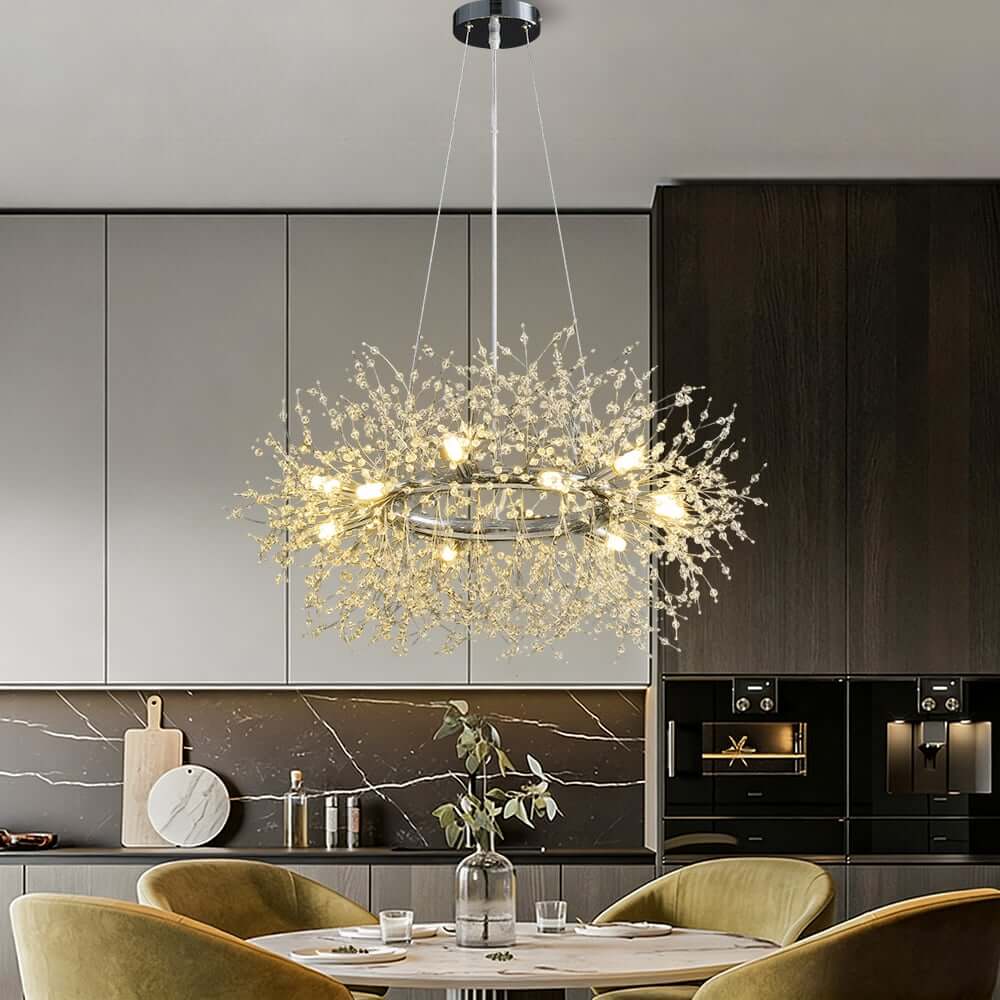 Mid-Century Modern 12-Light Crystal Sputnik Chandelier