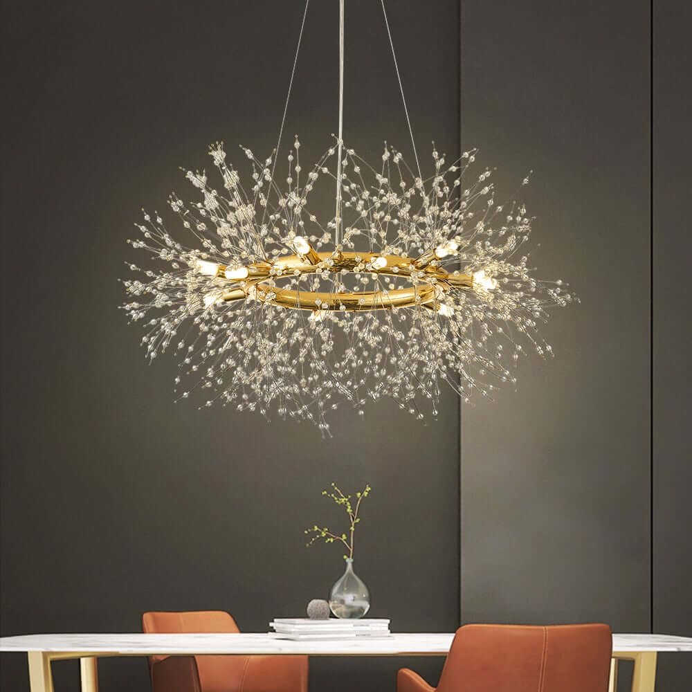 Mid-Century Modern 12-Light Crystal Sputnik Chandelier