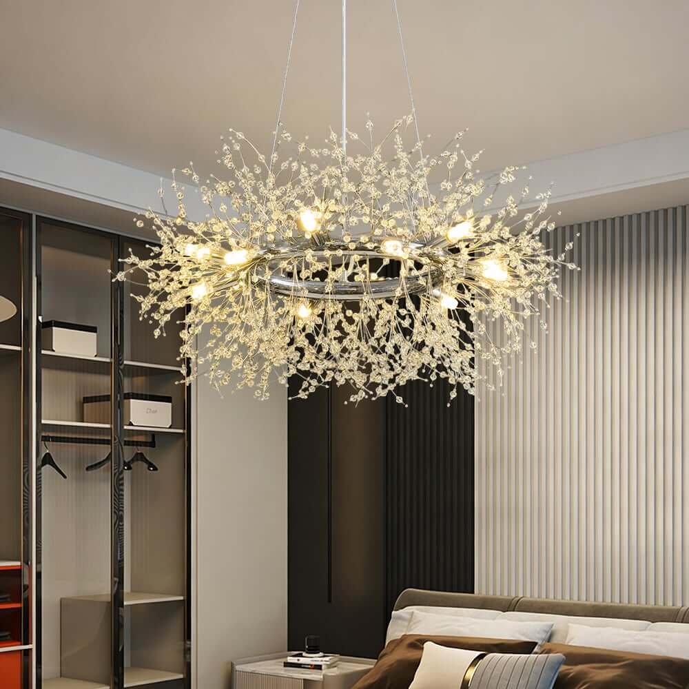 Mid-Century Modern 12-Light Crystal Sputnik Chandelier Main Product Image Image principale du produit